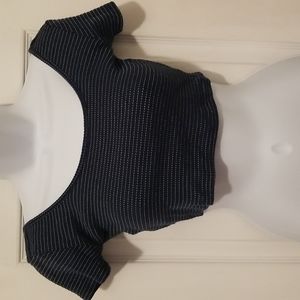 Blue and silver striped crop top